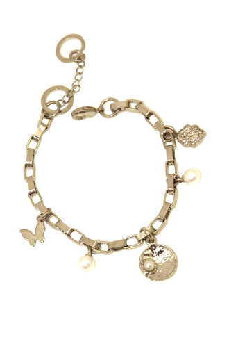 İncili Gümüş Renk Zincir Bileklik