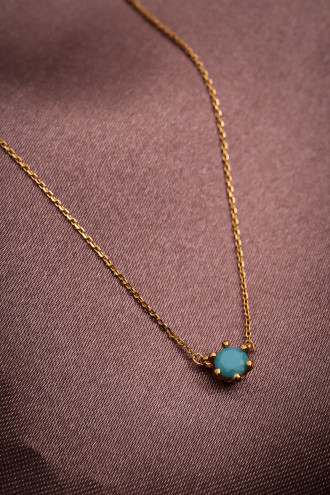 Mercan Uçlu Tek Taş 925 Ayar Gümüş Gold Renk Kolye 0,93Gr