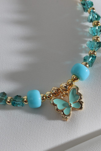 Yeşil Kristal Taşlı Yeşil Mineli Kelebek Bileklik