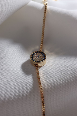 Zircon Taşlı Gold Renk Nazar Bileklik