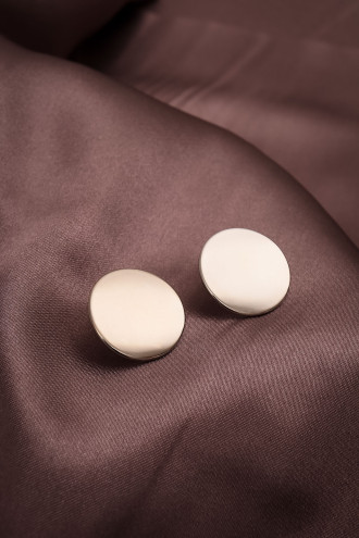 Yuvarlak Gümüş Renk Plaka Küpe