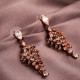 Rose Zircon Taşlı Süzme Sallantılı Abiye Küpe