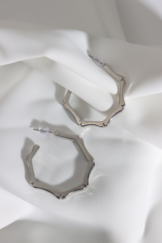 Vintage Büyük Gümüş Renk Halka Küpe