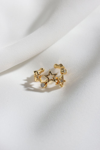 Yıldız Figürlü Gold Renk Tekli Sıkıştırmalı Kıkırdak Küpe