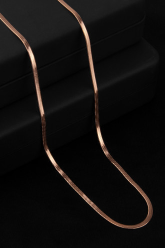 Rose Renk Çelik Ezme Italyan Zincir Kolye Unisex Rose Renk Çelik Ezme Italyan Zincir Kolye Unisex