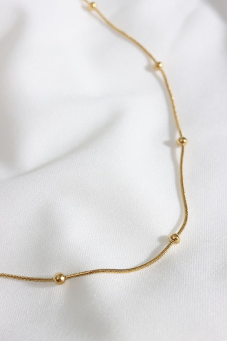 Top Yılan Zincirli Çelik Gold Renk Kolye