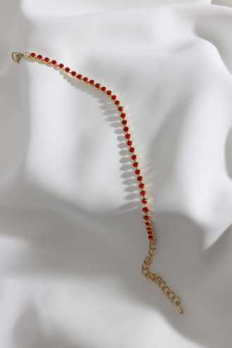 Gold Renk Kırmızı Taşlı Su Yolu Bileklik