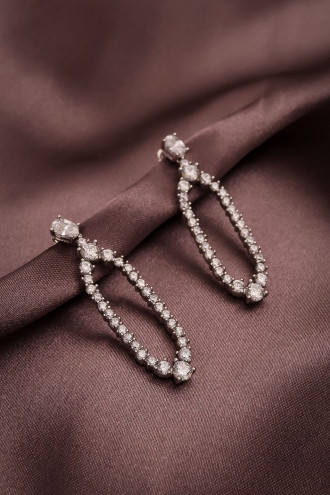 Zircon Taşlı Gümüş 925 Ayar Gümüş Abiye Küpe 8,39Gr