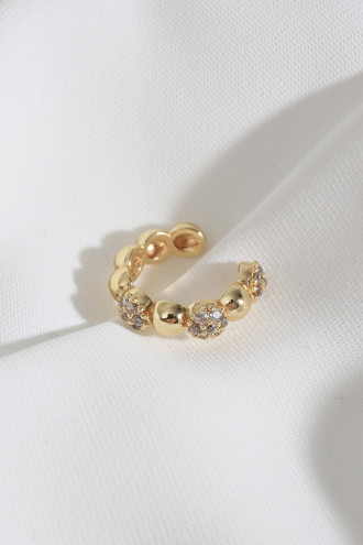 Çiçek Taşlı Sıkıştırmalı Tek Gold Renk Kıkırdak Küpe Çiçek Taşlı Sıkıştırmalı Tek Gold Renk Kıkırdak Küpe