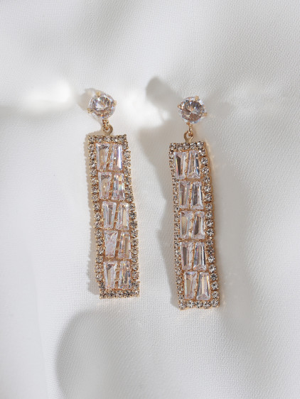 Zircon Abiye Gold Renk Küpe
