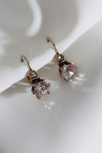 Beyaz Taşlı Tek Taş Otantik Küpe