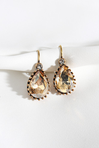 Bal Rengi Damla Taş Otantik Küpe