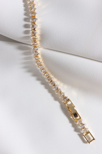 Badem Taşlı Gold Renk Su Yolu Vip Bileklik