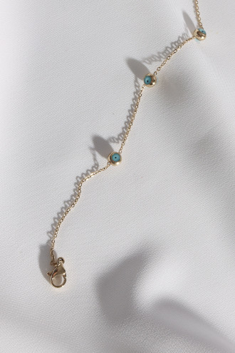 Çelik Nazar Boncuklu Gold Renk Bileklik