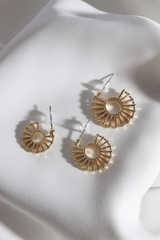 Kadın 3'Lü Gold Renk Halka Küpe Set