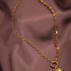 Bal Rengi Kristal Taşlı Gold Renk Kolye