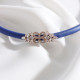 Mavi Yumuşak Deri Gold Renk Zircon Taşlı Choker