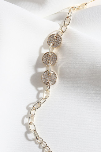 Zircon Taşlı Üç Halkalı Gold Renk Bileklik