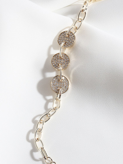 Zircon Taşlı Üç Halkalı Gold Renk Bileklik