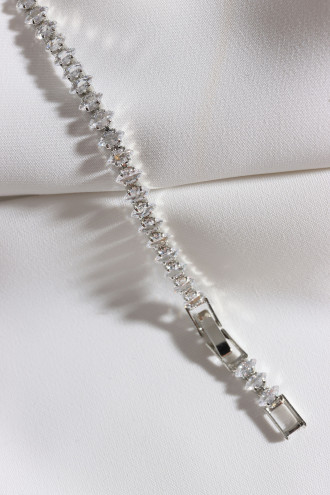 Badem Taşlı Gümüş Renk Su Yolu Vip Bileklik