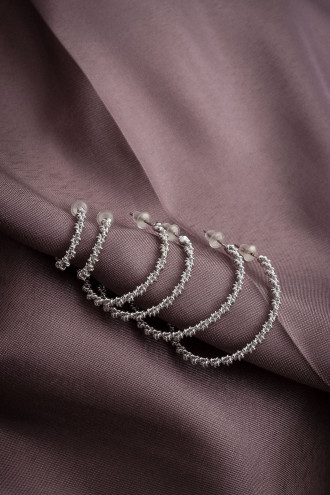 6'Lı Gümüş Renk Set Halka Küpe