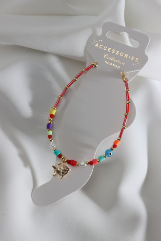 Kırmızı Boncuklu Balık Uç Boncuk Halhal