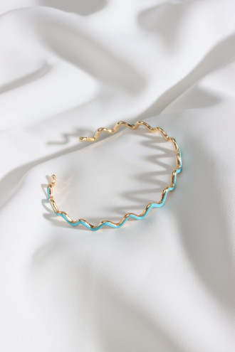 Mavi Zigzag Gold Renk Bilezik