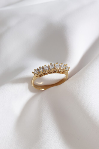 Zircon Taşlı Yarım Tur Gold Renk Yüzük Zircon Taşlı Yarım Tur Gold Renk Yüzük