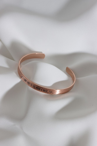 I Love You To The Moon and Back Yazılı Rose Renk Kararmaz Vip Bileklik