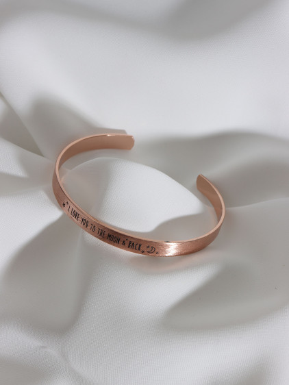 I Love You To The Moon and Back Yazılı Rose Renk Kararmaz Vip Bileklik