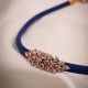 Mavi Yumuşak Deri Rose Zircon Taşlı Choker