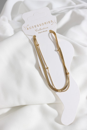 Çelik 2'Li Gold Renk İtalyan Yassı Zincir Halhal