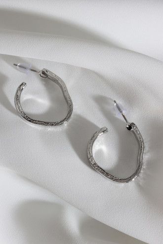 Vintage Gümüş Renk Halka Küpe