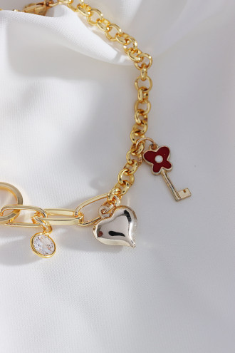 Charmlı Gold Renk Zincir Bileklik