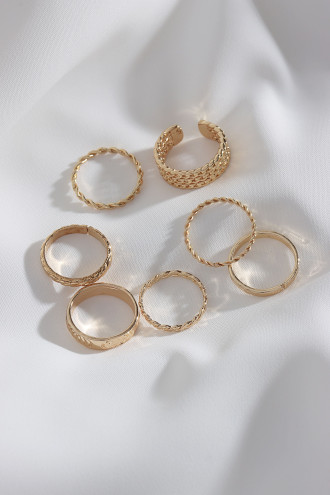 7 Adet Gold Renk Çoklu Yüzük Seti