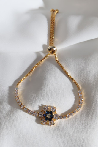 Zircon Taşlı Gold Renk Asansörlü Bileklik