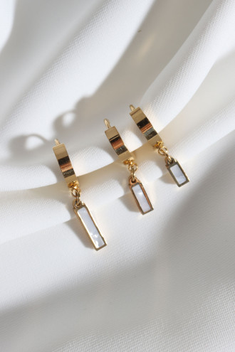 3'Lü Sedef Taşlı Gold Renk Çelik Küpe Seti 3'Lü Sedef Taşlı Gold Renk Çelik Küpe Seti