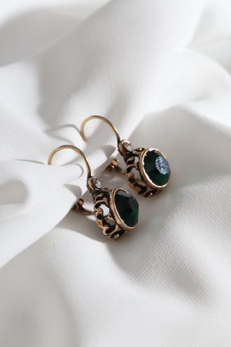 Yeşil Tek Taşlı Otantik Küpe