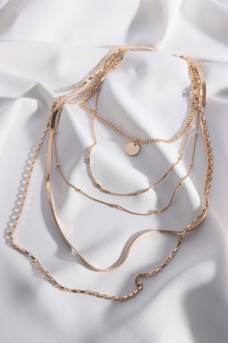 5'Li Gold Renk Uzun Zincir Kolye