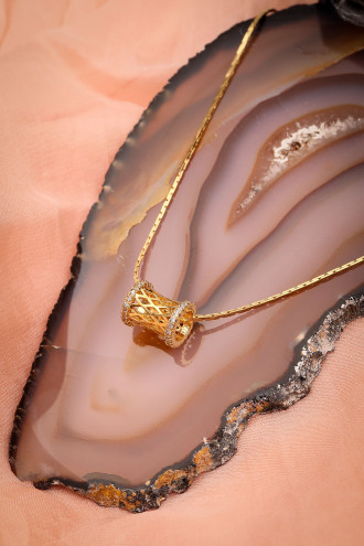 Yılan Zincirli Silindir Gold Renk Kolye