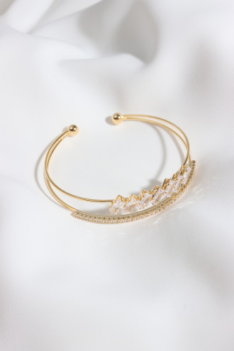 Taşlı Gold Renk Kelepçe Bileklik