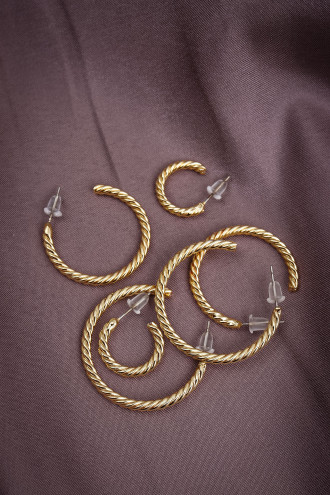 6'Lı Gold Renk Bukle Halka Küpe