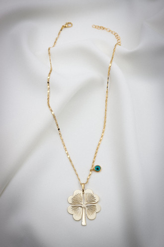 Nazar Boncuklu Uzun Gold Renkyonca Kolye