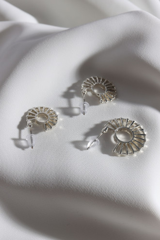 Kadın 3'Lü Gümüş Renk Halka Küpe Set