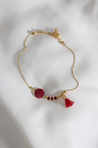 Bordo Taşlı Gold Renk Halhal Bordo Taşlı Gold Renk Halhal