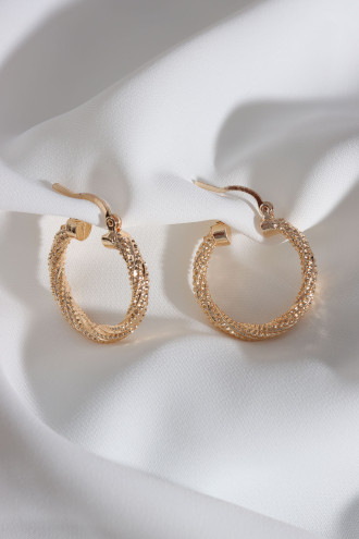 Dokulu Gold Renk Vintage Halka Küpe