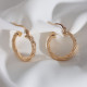 Dokulu Gold Renk Vintage Halka Küpe