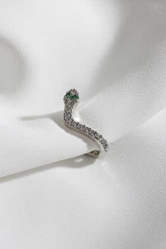 Yılan Figürlü Gümüş Renk Tekli Sıkıştırmalı Kıkırdak Küpe