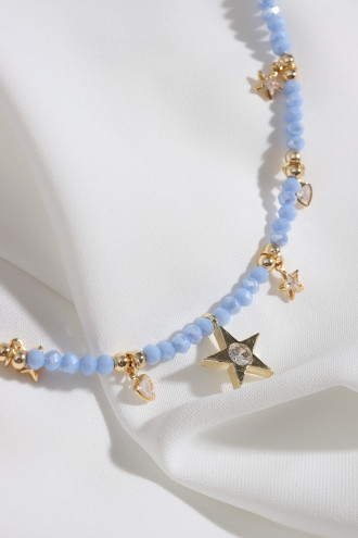 Yıldız Uçlu Mor Boncuk Kolye