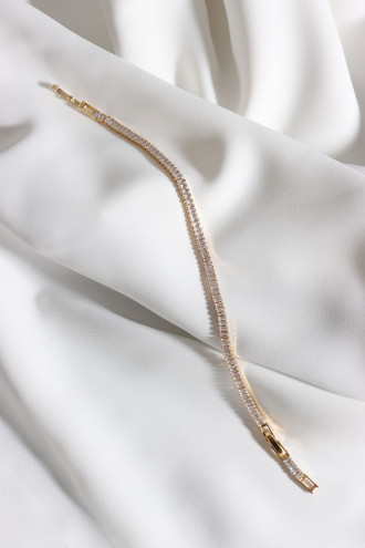 Ince Baget Taşlı Gold Renk Vip Su Yolu Bileklik